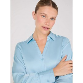 Notch Collar Button-Front Blouse
