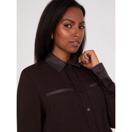 Chiffon Blouse With Faux Leather Details