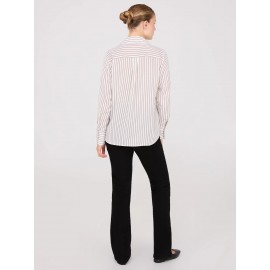 Satin Striped Button-Front Blouse