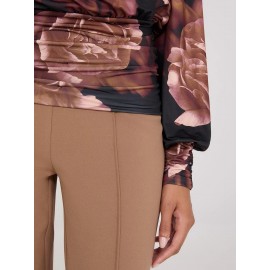 Printed Crossover Top With Ruched Details