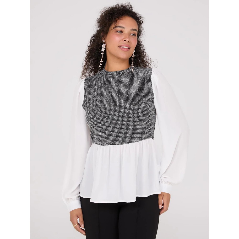 2-Fer Boucle Vest With Long Sleeve Top