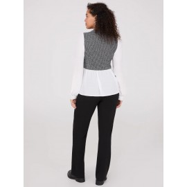 2-Fer Boucle Vest With Long Sleeve Top