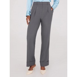 Pleated Wide-Leg Long Length Pants With Cuff