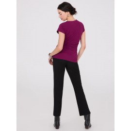 Short Raglan Sleeve Top With Side Pleats