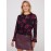 Floral Print Mesh Top With Ruched Waistband