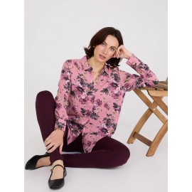 Floral Print Chiffon Button-Front Blouse