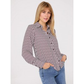 Printed Chiffon Button-Front Blouse