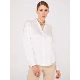 Satin Button-Front Blouse