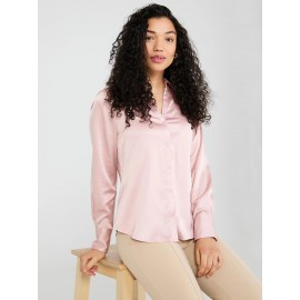 Satin Button-Front Blouse