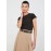 Print Short Raglan Sleeve Top With Side Pleats