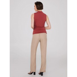 Sleeveless Mock Neck Top With Ruched Details