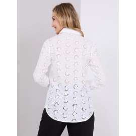 Eyelet Button-Front Blouse