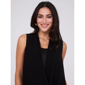 Sleeveless Chiffon Blouse with Blouson Wrap