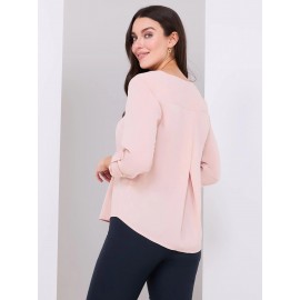 V-Neck Long Sleeve Popover Blouse