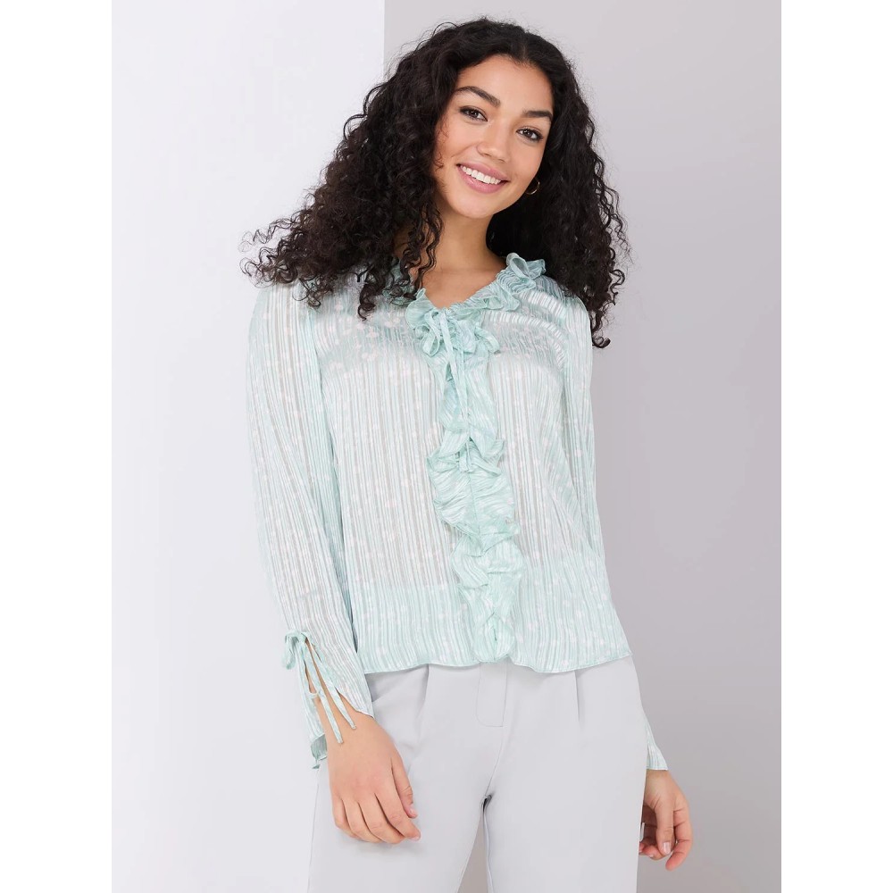 Floral Print Ruffle V-Neck Popover Blouse