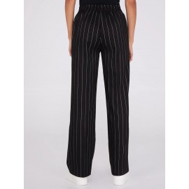 Pinstripe High-Waisted Wide-Leg Pants