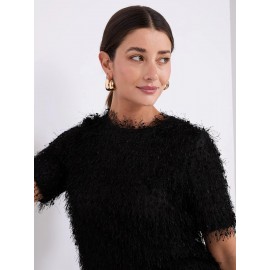 Shaggy Short Sleeve Waisted Top