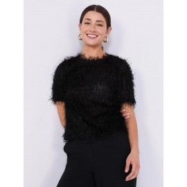 Shaggy Short Sleeve Waisted Top