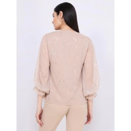 Dot Print Chiffon Popover Blouse