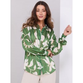 Printed Shadow Stripe Button-Front Blouse