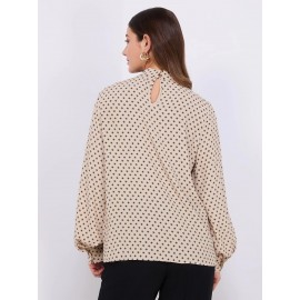 Print Asymmetrical Mock Neck Top