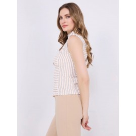 Textured Sleeveless Mock Neck Top