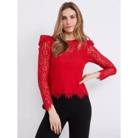 Crochet Lace Puff Sleeve Top