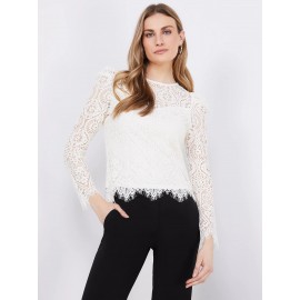Crochet Lace Puff Sleeve Top