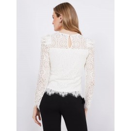Crochet Lace Puff Sleeve Top