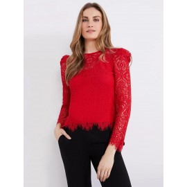 Crochet Lace Puff Sleeve Top