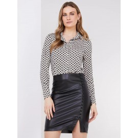 Print Button-Front Blouse