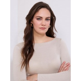 Glitter Jersey Boat Neck Top