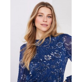 Floral Print Metallic Chiffon Top