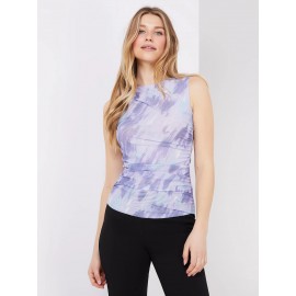 Abstract Print Sleeveless Mesh Top