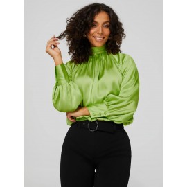 Satin High Neck Blouse