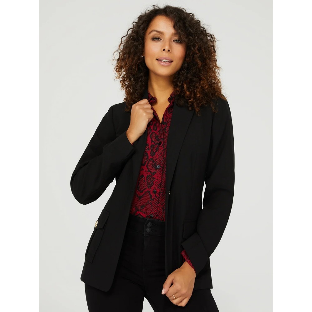 One-Button Blazer With Cargo Pockets