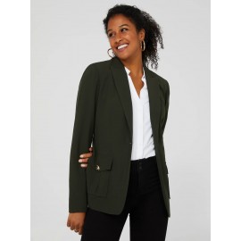 One-Button Blazer With Cargo Pockets