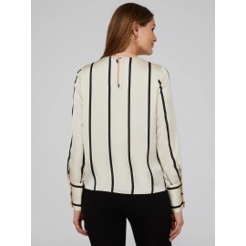 Striped Satin Crossover Blouse