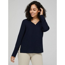 V-Neck Blouse With Cuffed Sleeves