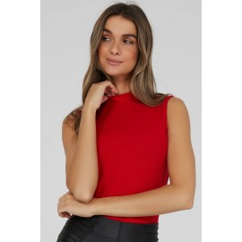 Sleeveless Ribbed Mock Neck Top