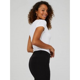 Short Sleeve Crepe Cowl Neck Top